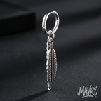 Orecchino a cerchio con pendente piuma – Acciaio 316L (Silver)
