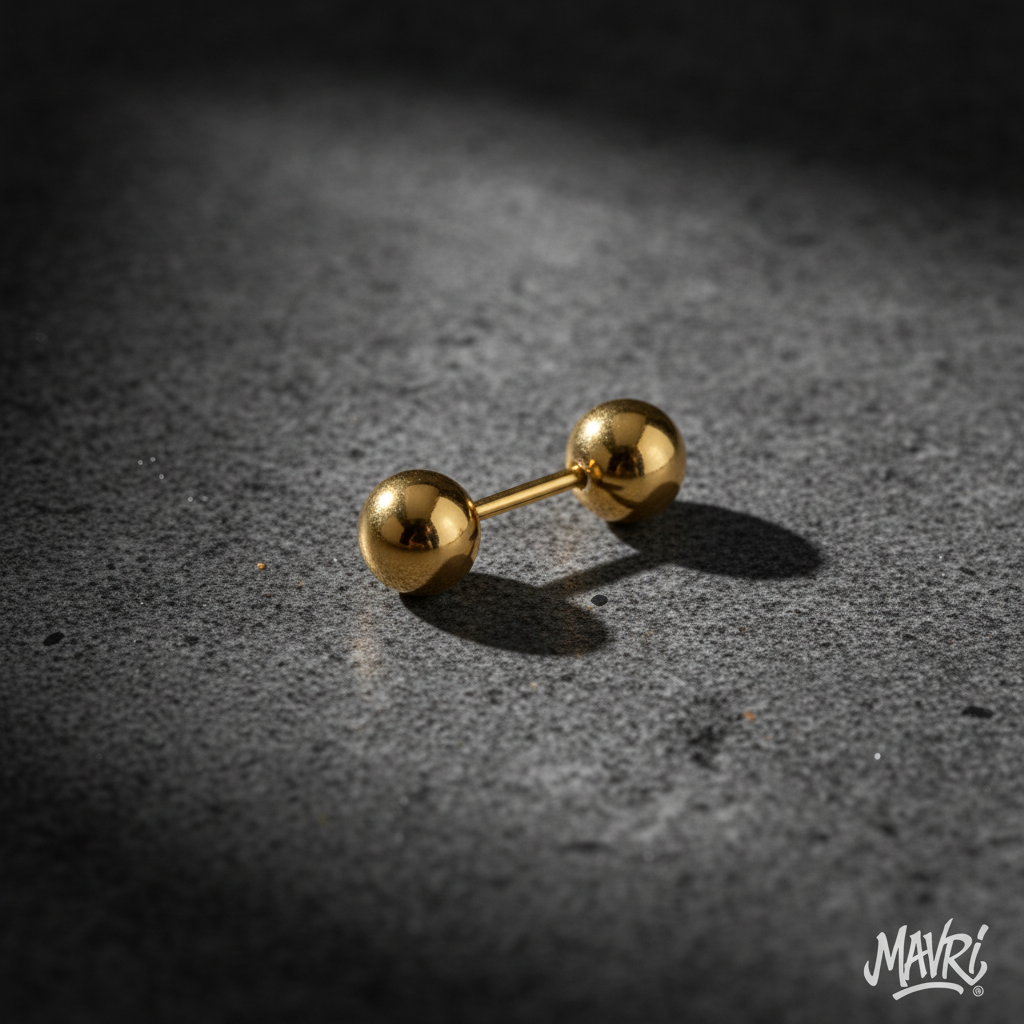 Orecchini a Sfera con Barra — Coppia (SIlver/Gold)