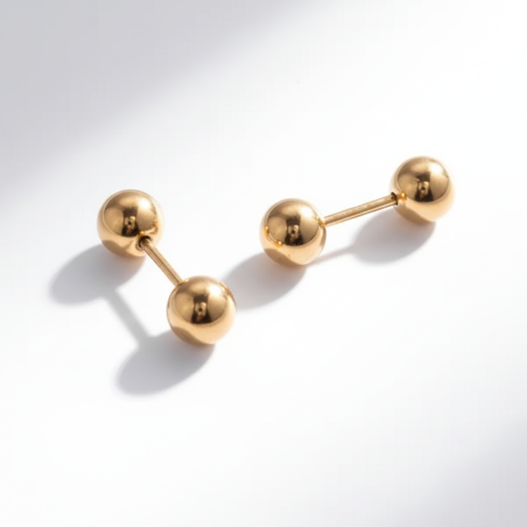 Orecchini a Sfera con Barra — Coppia (SIlver/Gold)