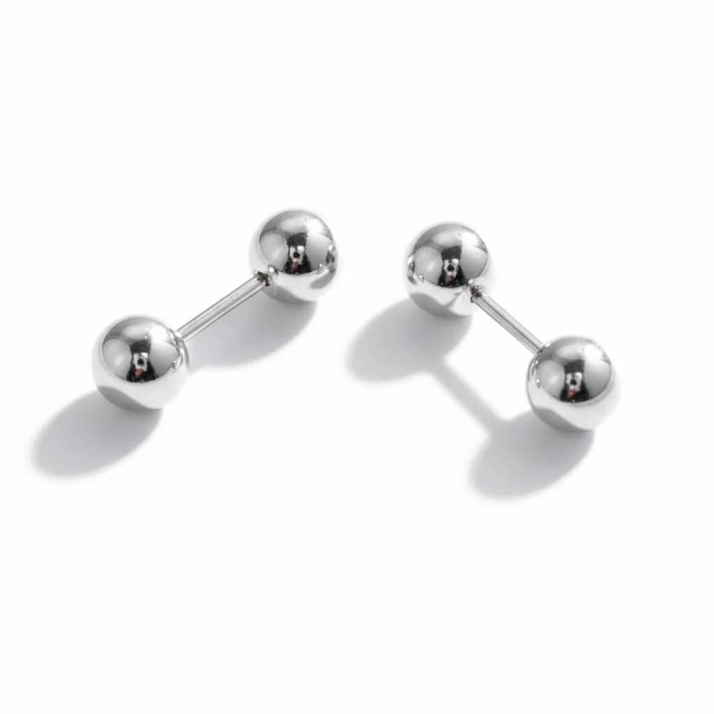 Orecchini a Sfera con Barra — Coppia (SIlver/Gold)